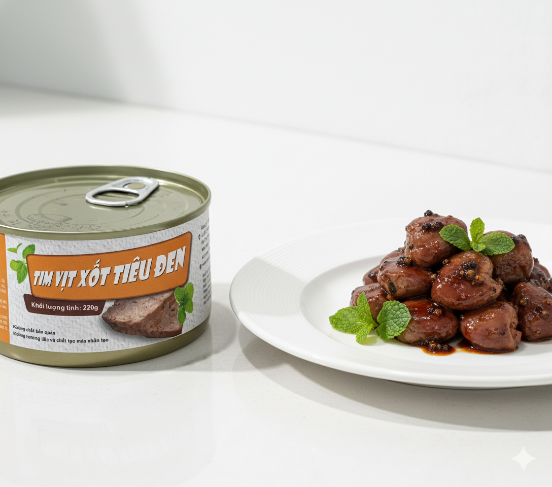 Tim Vịt Xốt Tiêu Đen Canard 220gr – Đậm đà vị Pháp, không chất bảo quản